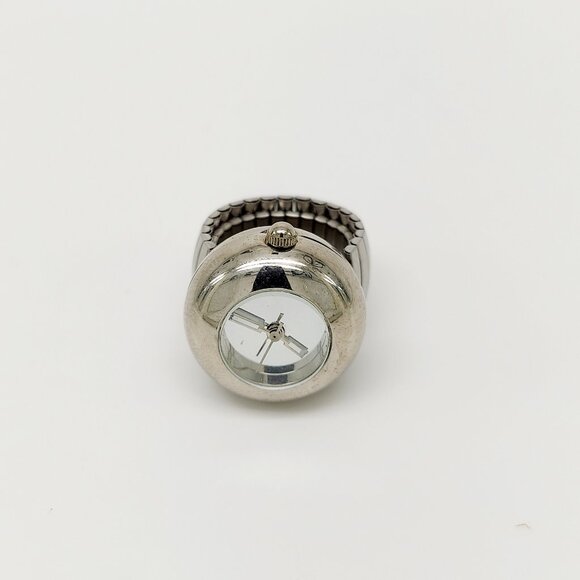 Vintage All silver tone mirror dial (2 glow hands)  ring watch by migi (Unsigned - Picture 2 of 6